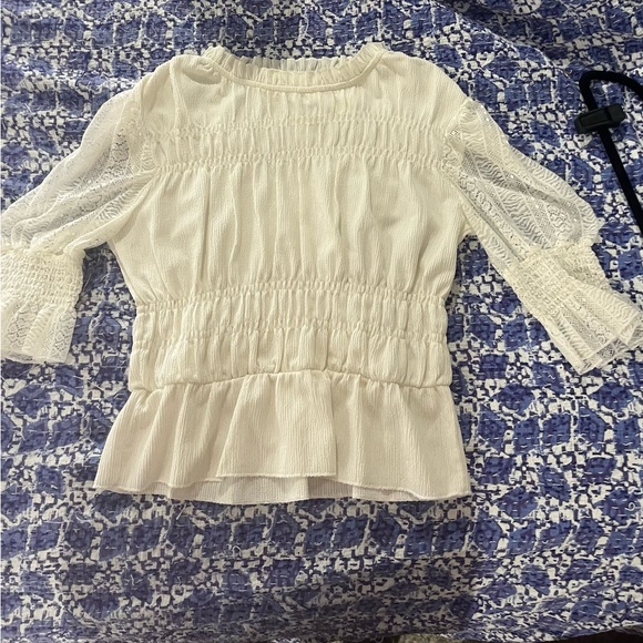 French Connection Vicki White Lace Blouse with Peplum - Picture 3 of 7